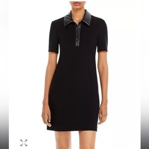 STAUD JAY DRESS Faux leather trim small